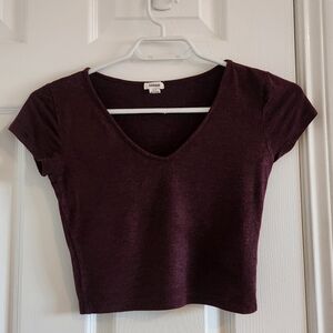 Garage Plum V-Neck Crop Top